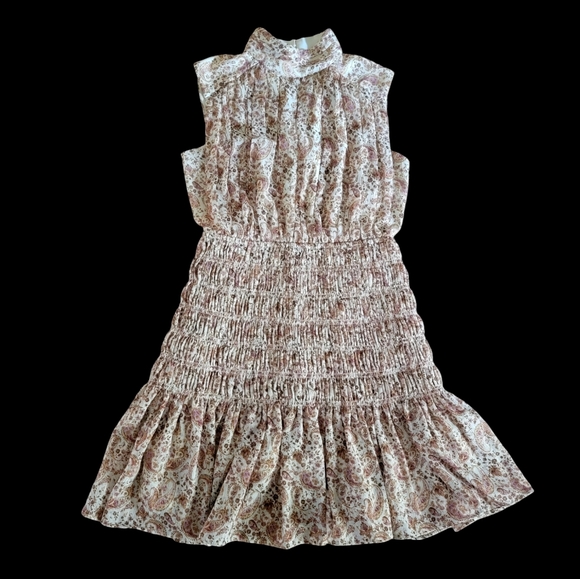 House of Harlow 1960 Dresses & Skirts - House of Harlow x Shona‎ Joy Colette Paisley Ruched Smocked Mini Dress Mock Neck